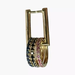 3 hoop gems earrings