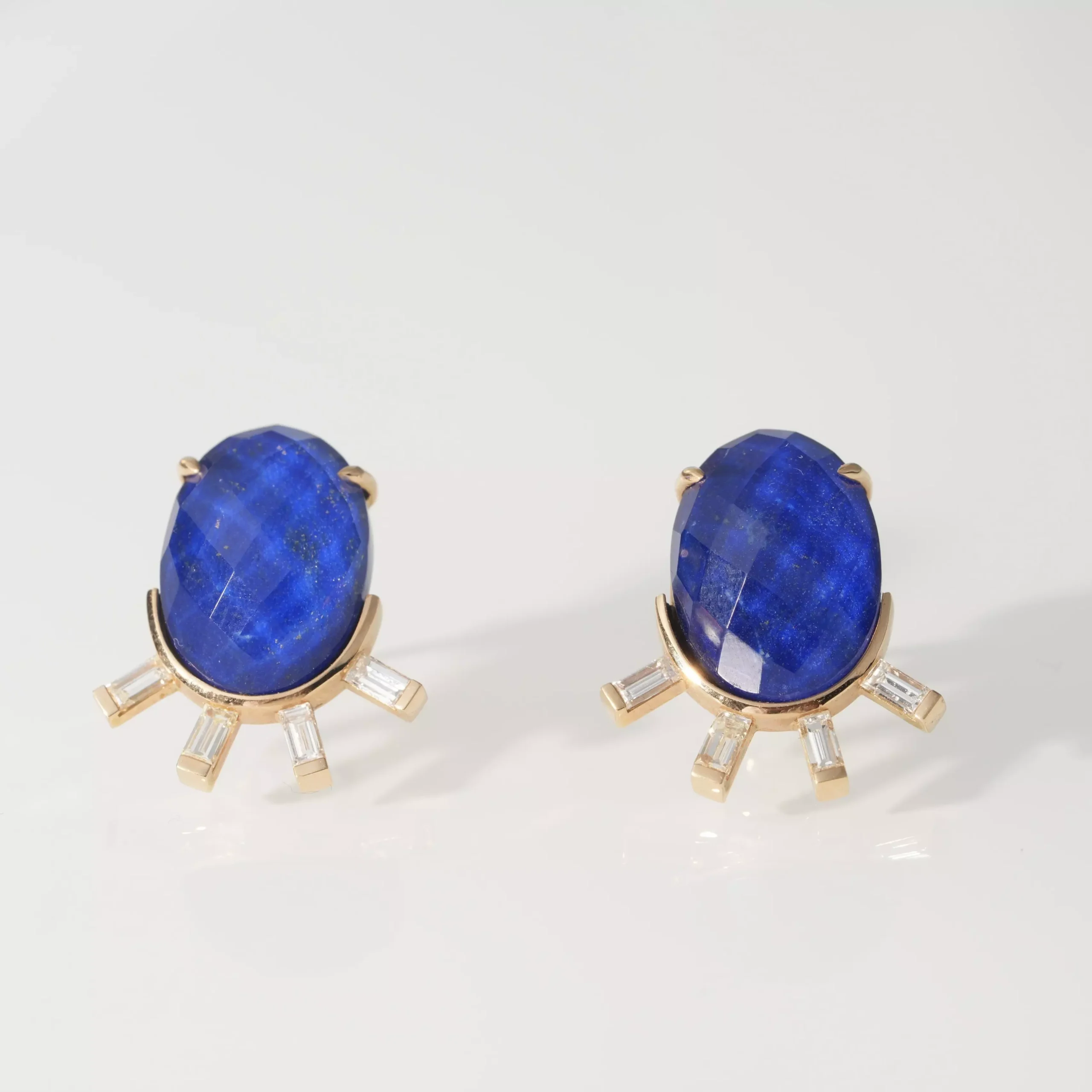 Lapis Lazuli Earrings with Diamonds