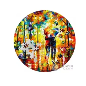 Couple under one umbrella Leonid Afremov micropuzzle treasures 3 OZ silver coin