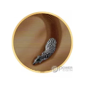 Zebra camouflage of nature gilded 5 OZ silver coin