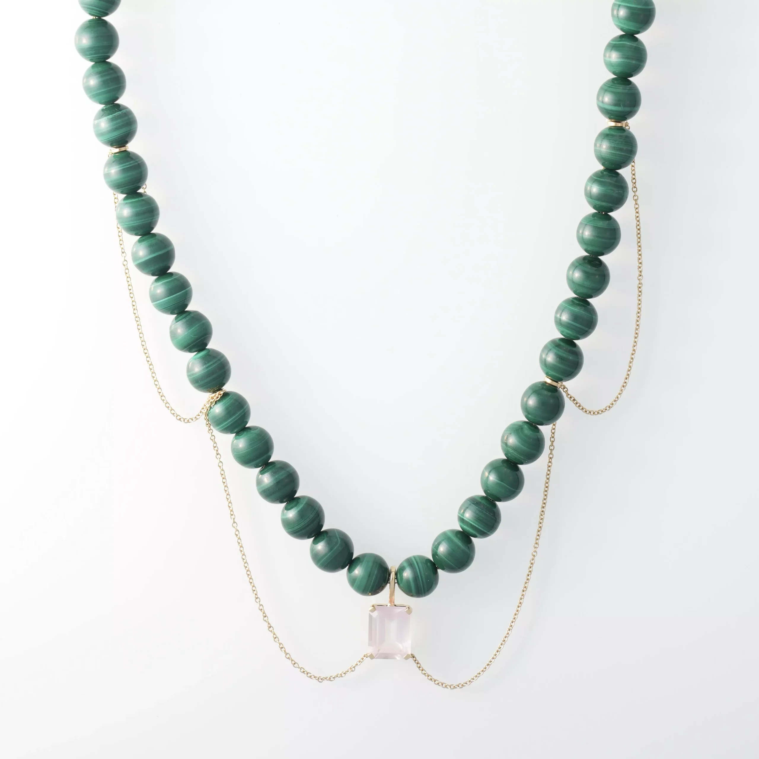 Malachite Necklace with Rose Quartz